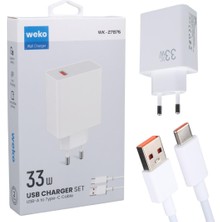 Ayt Weko WK-27876 M11 Beyaz 33 Watt Turbo USB Şarj Başlık Adaptörü + Type-C Kablo