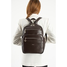 Mega Çanta Kadın Günlük Deri Sırt Çantası Çok Gözlü