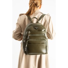 Mega Çanta Yumuşak Deri Kadın Sırt Çantası Çok Gözlü