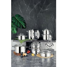 Özlife Asis 18 Parça Çelik Tencere Seti Sade