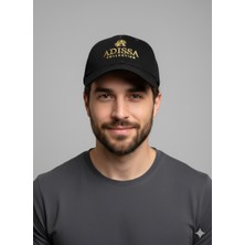 adissa collection Luxury Süet Görünümlü 16/12 Gabardin Unisex Şapka - Altın Nakışlı Siyah Cap | Günlük & Spor