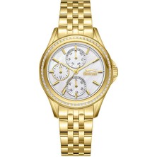 Slazenger Kadın Kol Saati Gold Çelik Kordon Beyaz Taşlı Kadran Mineral Cam Paslanmaz Çelik Kasa 5 Atm