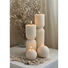 Lumieri Home Lumieri Candle El Yapımı Kokusuz Çokgen Yuvarlak Dekoratif Mum - Yuvarlak Mum– 4'lü