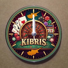 Bsb Kıbrıs Temalı Magnet Saat Buzdolabı Süsü Duvar Saati 10,5cm MS3006