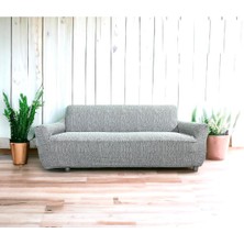 Altın Kelebek Jakarlı Streç Kaplama Maxi Çekyat Koltuk Örtüsü (3+3)-Krem Yeni