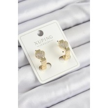 Inure Jewelry Xuping Zirkon Taşlı Kalp Model Gold Renk Kadın Küpe