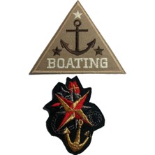 Seçilir Denizci Temalı 2’li Nakışlı Arma Seti - Boating ve Çapa Figürlü Yama Paketi