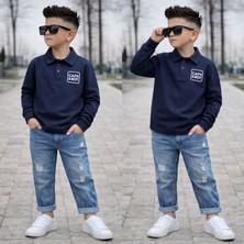 Kokoş Bebe Erkek Çocuk Oversize Polo Yaka Sweatshirt ve Kot Pantolon -  3/10 Yaş - 31625
