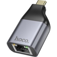 Hoco. UA35 Tak Çalıştır Type-C To RJ45 100MBPS Ethernet Dönüştürücü - Gri