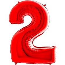 BenimMarifetlerim 2 Rakamı Kırmızı Folyo Balon 40 Inch 90 cm