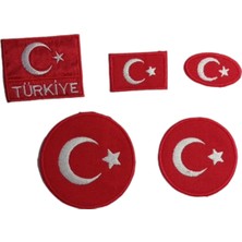 Be Beauty Türk Bayrağı 5'li Arma Seti - Ütüyle Yapışan Nakışlı Patch Paketi - Karışık Boyut ve Modeller