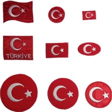 Seçilir Türk Bayrağı 9'lu Arma Seti - Ütüyle Yapışan Nakışlı Patch Paketi - Karışık Boyut ve Modeller