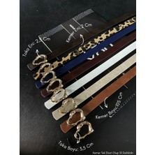 Fiori 8'li Tasarım Çubuk Toka Ince Kadın Kemeri, Ceket Kemeri, Gömlek Kemeri, Elbise Kemeri