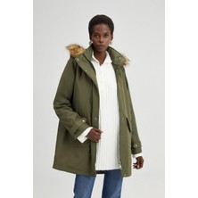 Touche Kapüşonlu Relax Mont Yeşil