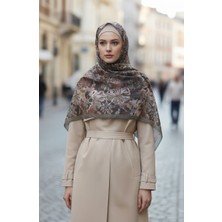 Çiçek Desenli Kehribar Şal 70357-02 Haki