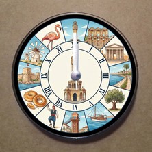 Bsb Izmir Temalı Magnet Saat Buzdolabı Süsü Duvar Saati 10,5cm MS1037