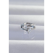 Inure Jewelry Pirinç Gümüş Renk Zirkon Taşlı Damla Earcuff Küpe