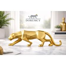 Doremcy Dekoratif  Kübik Jaguar Puma Beyaz Leopar Polyester Döküm Hediyelik Biblo