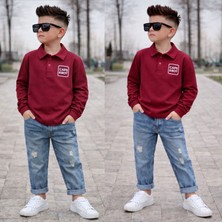 Kokoş Bebe Erkek Çocuk Oversize Polo Yaka Sweatshirt ve Kot Pantolon -  3/10 Yaş - 31625
