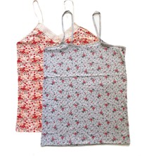 ModaSize 2 Adet Kadın Askılı Desenli Atlet Dantelli Empirme Pamuklu Penye D1-2