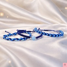 Crystal Atelier Sertifikalı Gerçek Akuamarin Doğal Taş Makrome Bileklik Seti - Ayarlanabilir El Yapımı Unisex Hediyelik Takı