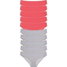 ModaSize 10 Adet Süper Eko Set Likralı Kadın Slip Külot Fuşya Gri