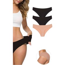 ModaSize 3 Adet Kadın Dikişsiz Lazer Kesim Esnek Iz Yapmayan Külot S2