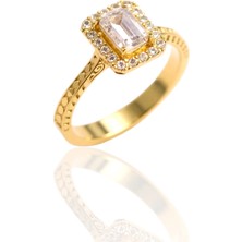 HAKAN GÜLER KUYUMCULUK 14 Ayar Altın Baget Taşlı Yüzük - 3,00 GRAM(24231)