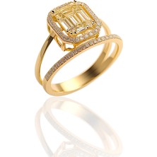 HAKAN GÜLER KUYUMCULUK 14 Ayar Altın Baget Taşlı Yüzük – Zarafetin Işıltılı HALI(24236)