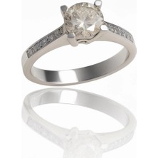 HAKAN GÜLER KUYUMCULUK 8 Ayar Beyaz Altın Tektaş YÜZÜK(8TY00-20)