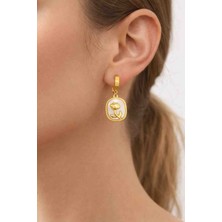 Mira 316L Paslanmaz Çelik Gül Figürlü Sallantılı Halka Küpe