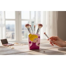 Kelebek Rüyası Sanat Atölyesi Dekoratif Rujlu Kız Fırçalık,kalemlik (Pembe)