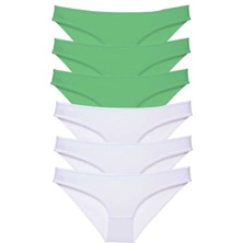 ModaSize 6 Adet Eko Set Likralı Kadın Slip Külot Yeşil Beyaz