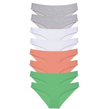 ModaSize 8 Adet Süper Eko Set Likralı Kadın Slip Külot Gri Beyaz Pudra Yeşil