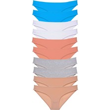ModaSize 10 Adet Süper Eko Set Likralı Kadın Slip Ten Gri Beyaz Pudra Mavi