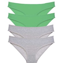 ModaSize 4 Adet Süper Eko Set Likralı Kadın Slip Külot Yeşil Gri