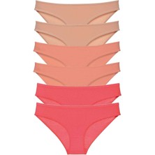ModaSize 6 Adet Süper Eko Set Likralı Kadın Slip Külot Ten Pudra Fuşya