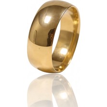 HAKAN GÜLER KUYUMCULUK  14 Ayar Altın Düz Bombeli Alyans – 8 mm