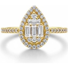 HAKAN GÜLER KUYUMCULUK  Altın Damla Baget Taşlı Yüzük