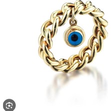 HAKAN GÜLER KUYUMCULUK 14 Ayar Altın Nazar Boncuklu Gurmet Yüzük