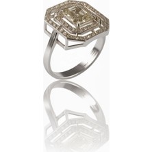 HAKAN GÜLER KUYUMCULUK Beyaz Altın Baget Taşlı YÜZÜK(8BY00-33)