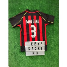 Nostalji Yakalı Milan Paolo Maldini Iç Saha Siyah Kırmızı Renk Kısa Retro Forma