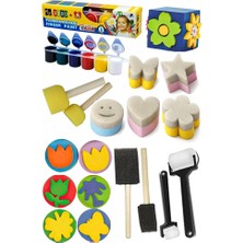 Artlantis Parmak Boya Seti Mydido Ponpon Sünger Tampon Fırça Küp Eva Baskı Seti Sünger Rulo 24 Parça Parmak Boyası Baskı