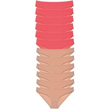 ModaSize 12 Adet Süper Eko Set Likralı Kadın Slip Külot Fuşya Ten
