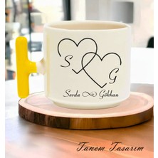 Tanem Kişiselleştirilebilir Bardak Kahve Çay Fincanı Hediye Sevgililer Günü - T Kulp Kupa