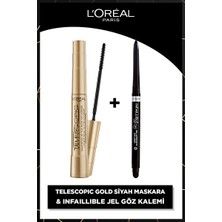 Luua L'oreal Paris Telescopic Gold Siyah Maskara & Infaillible Automatic Jel Göz Kalemi - Siyah