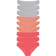 ModaSize 9 Adet Süper Eko Set Likralı Kadın Slip Külot Gri Pudra Fuşya