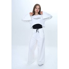 Pantulux Kız Çocuk %100 Pamuk 3 Parça Eşofman Takımı – Modern Crop Üst, Geniş Kol, Spor KOMBIN-182-EŞT-2034