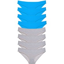 ModaSize 8 Adet Eko Set Likralı Kadın Slip Külot Gri ve Mavi