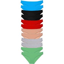 ModaSize 12 Adet Eko Set Likralı Kadın Slip Külot Çok Renkli 2